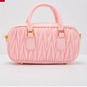 Quilted Matelasse Pink Top-Handle Crossbody Women's Bag